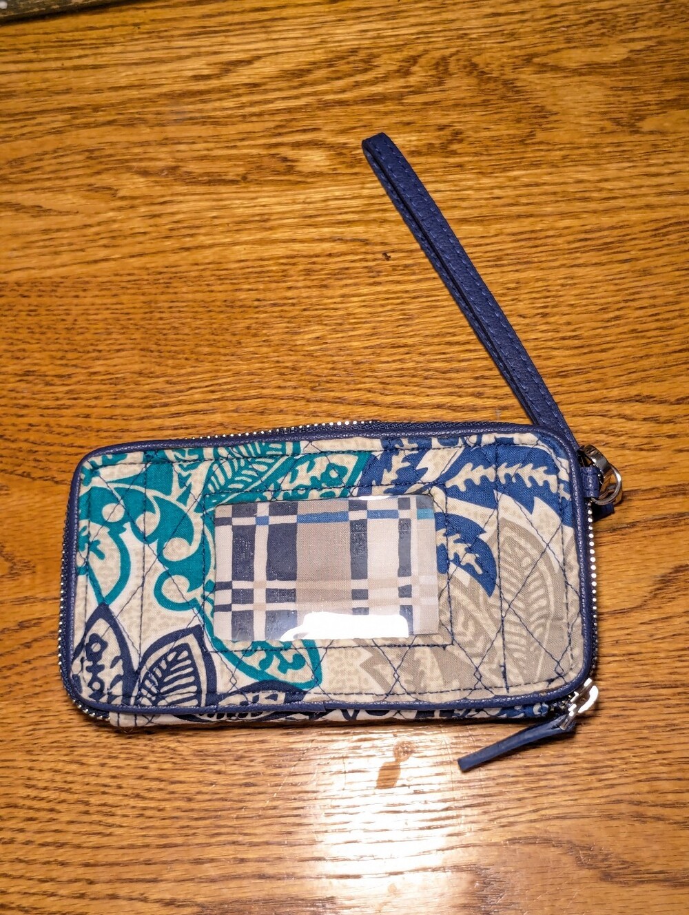 Vera Bradley Santiago Blue Zip-Around Wristlet Wallet